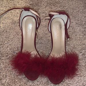 Maroon Pom Heels